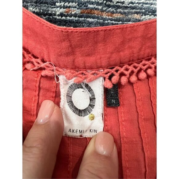 Anthropologie Akemi Kin Josephine Coral Floral Embroidered Lace Trim Dress Sz M - Picture 6 of 10